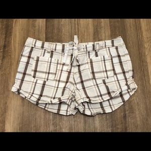 White and brown plaid cotton shorts 11/12